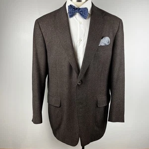 CLASSIC Canali 46R slim brown 100% wool sport coat blazer elbow patch - Picture 1 of 11