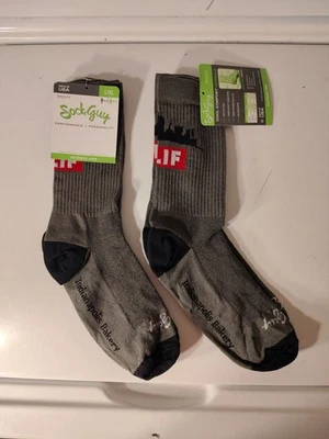 (2) SockGuy,Performance Socks,Gray,Black,L/XL,Stretch To Fit,Men 9-13,Wmn 10-14  - Image 1 of 4