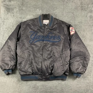 Majestic MLB New York Yankees Satin Bomber Jacke XL bestickt gesteppt 90’s - Bild 1 von 14