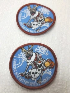 Disney Frozen 2 OLAF Snowman Sew-On Applique Patch 2.5" Dia "Cookies W/ Friends" - Picture 1 of 4