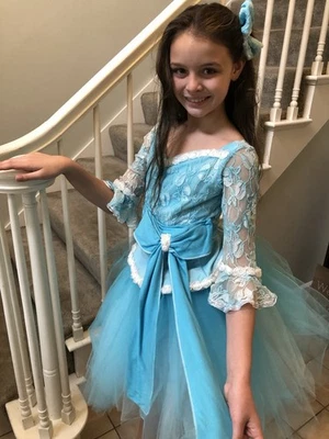 Vestido corto de concurso azul aguamarina para niñas - talla 10/12 (pequeño 14) alfombra roja formal Foto 1 de 3