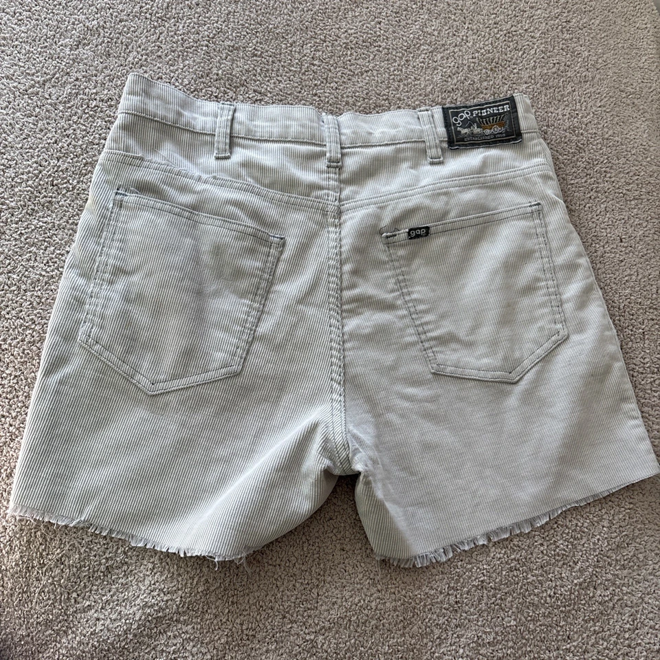 Pantalones Cortos De Colección Años 70 80 Gap Pioneer Pana Corte W 30 Gris Destruido Western Foto 1 de 4