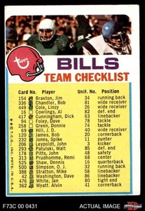 1973 Topps Checklist Bills 1 - POOR - Picture 1 of 5