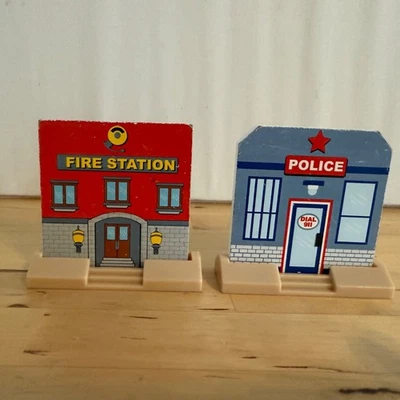 Kidkraft  2009 Wooden Buildings Train Block Play Fire Station Police - Image 1 of 4