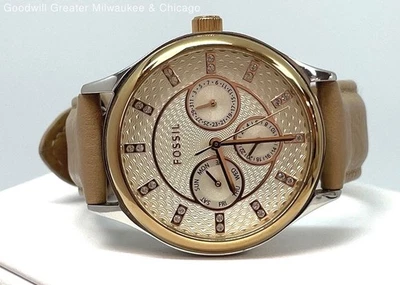 Reloj Pulsera Diseñador Fossil BQ-1566 Tono Dorado Acero Inoxidable Redondo Analógico Foto 1 de 3