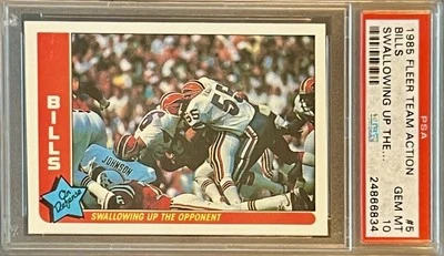 POP 3 PSA 10 1985 Fleer Buffalo Bills Vintage Promo Swallowing Up the Opponent - Image 1 of 3