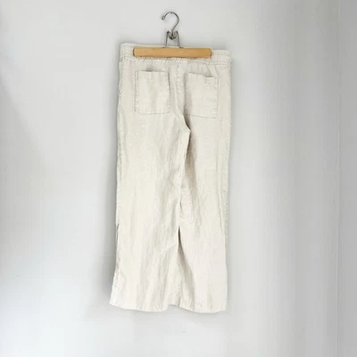 Ann Taylor LOFT Petites 100% Linen Wide Leg Pants 8P Beige Casual - Image 1 of 4
