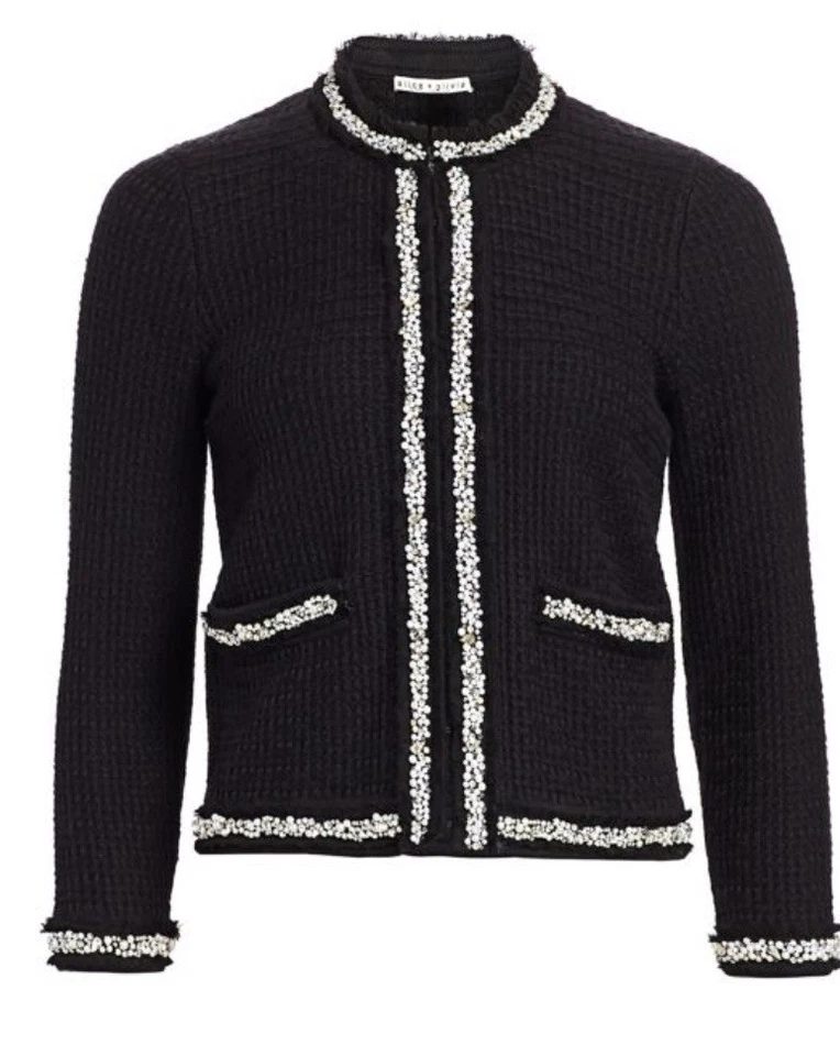Cárdigan Alice & Olivia Suéter Chaqueta de Noche Negro Para Mujer XS Adornado Foto 1 de 4