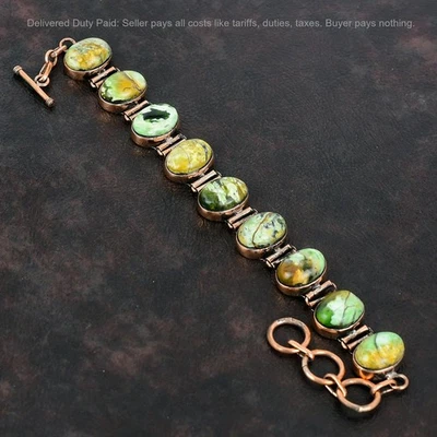 Thanks Giving Day Sale Copper Oval Natural Australian Chrome Chalcedony Bracelet Foto 1 de 4