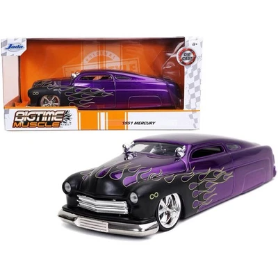 1951 Mercury Purple With Black Flames 1/24 Diecast Model Car by Jada 32305 - Image 1 of 4