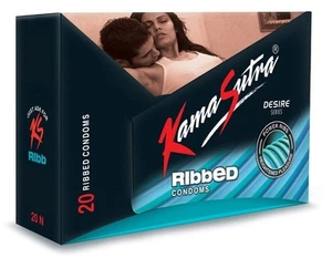 KamaSutra Ribbed Condom for Men | Ribbed | Combo Pack of 20 - Picture 1 of 4