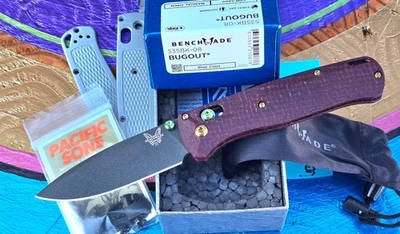 BENCHMADE 535 Bugout 3.24" S30V CUSTOM MICARTA "Santa's Slicer" + TITANIUM x5! - Image 1 of 4