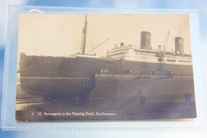 CUNARD LINE RMS BERENGARIA SCHWIMMDOCK SOUTHAMPTON ECHTFOTO POSTKARTE - Bild 1 von 2