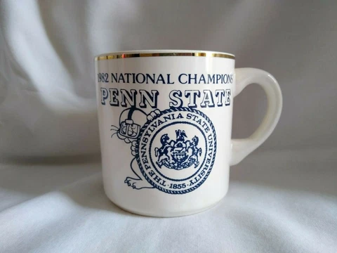 Penn State 1982 National Champions Nittany Lions Gold Trim Coffee Cup Mug Cover