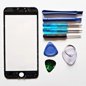 Frontglas f. iPhone 6S PLUS Display Glas VORMONTIERT schwarz Reparaturset Folie - Bild 1 von 5