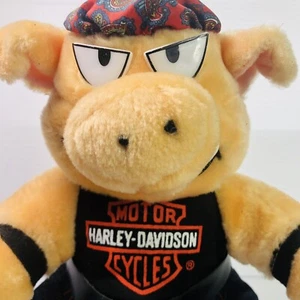 Harley Davidson Plush Hog Biker 10” Inch Stuffed Animal Pig 1998 VTG Toy - Picture 1 of 9