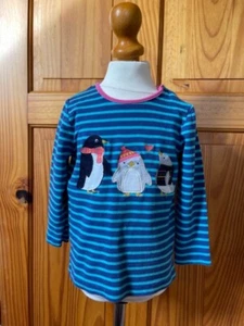 Frugi 2-3 Years Penguin Striped Long Sleeve Tshirt Top - Picture 1 of 5