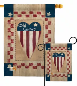 Vecchia bandiera da giardino cuore gloria stelle strisce regalo decorativo patriottico striscione cortile - Foto 1 di 17
