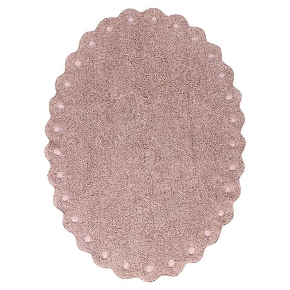 Lorena Canals PineCone Modern Classic Pink Cotton Oval Solid Rug - 4'2"x5'9" NOB - Image 1 of 4