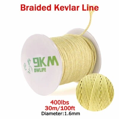 100FT Braided Kevlar Rope 40~400lb Quality Kevlar Rope Made with Kevlar Outdoor - Image 1 of 4
