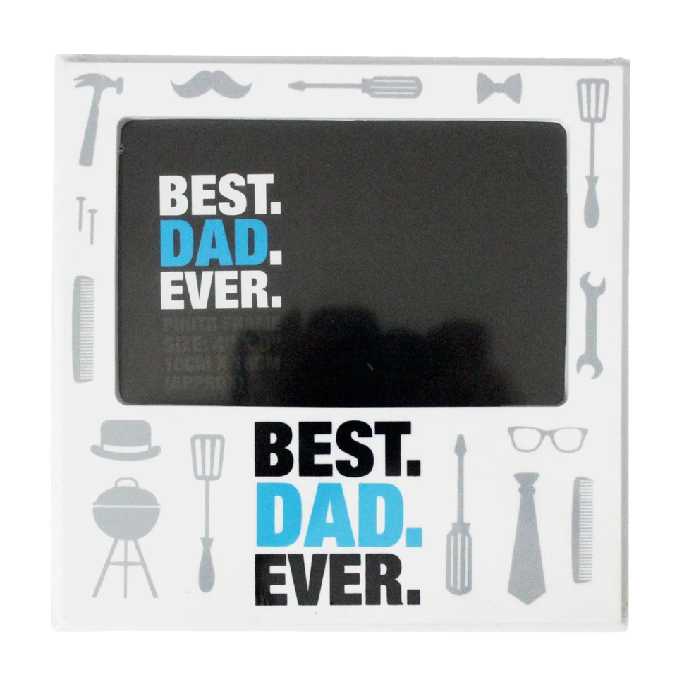 White Printed 4 'x 6' Photo Frame - Father's Day / Birthday - Best Dad Ever BBQ - Image 1 of 1
