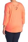 Bobeau Nordstrom Cross Back Top ¾ Sleeve Coral Orange Plus Size 1x New