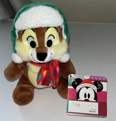 Chip from Chip and Dale Disney Store Christmas Winter Hat Scarf Plush 15cm (20) - Image 1 of 3
