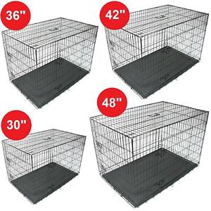 Pet Cages Metal Dog Cat Puppy Training Folding Crate Animal Transport With Tray