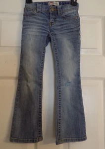 Girl's LEI Alexa Denim Blue Jeans Size 5 With Distressed Knees Adjustable Waist - Picture 1 of 5