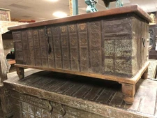 Antique Indian Trunk Chest Coffee Table hOPE cHEST sTORAGE eCLECTIC Rustic