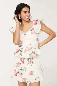 Blusa túnica top LoveShackFancy mujer brújula estampado floral algodón ajustado S 4 - Imagen 1 de 21