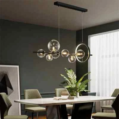 Lampadario moderno 7 sfere bolle in vetro nordico lampada a sospensione g9 nero - Immagine 1 di 2