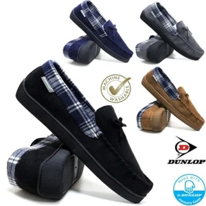 MENS FAUX SUEDE MOCCASIN SLIPPERS SHEEPSKIN LOAFERS WARM LINED SHOES SIZES 7-13 - Picture 1 of 26