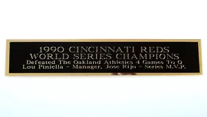 Cincinnati Reds 1990 World Series Nameplate For A Baseball Bat Case 1.25" X 6" - Picture 1 of 12