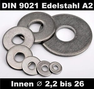 Unterlegscheiben DIN 9021 Edelstahl A2 V2A rostfrei Beilagscheiben M2 - M24 - Bild 1 von 4