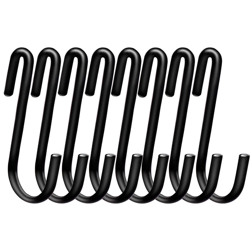 30 Pack Heavy Duty S Shaped Hooks Black Hanging Hangers Pan Pot Holder Rack