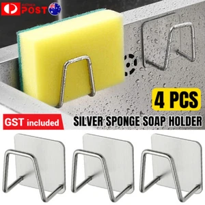 4Pcs Kitchen Suction Holder Soap Stainless Steel Bathroom Sinks Sink Rack Sponge - Picture 1 of 12