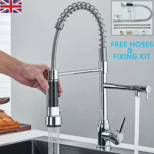 Modern Monobloc Pull Out Kitchen Mixer Tap Dual Spout Spray Single Lever Chrome - Picture 1 of 15