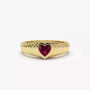 Heart Shaped Ruby Ring,14k Heart Shape Natural Ruby Beveled Ring,July Birthstone - Picture 1 of 3
