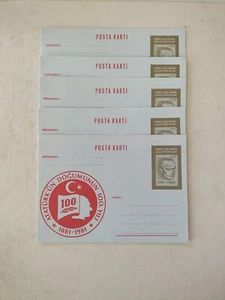 Cyprus Turkish 1981 Birth Of Ataturk 1881 POSTAL CARD , 5 Pieces - Picture 1 of 2