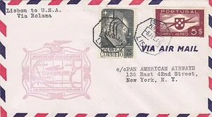PORTUGAL ERSTFLUG LISSABON NACH NEW YORK USA über Bolama - Bild 1 von 2