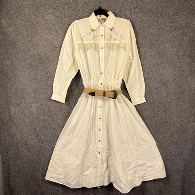 1849 Auténtico Vestido Ranchwear Para Mujer S Marfil Western RodeoFringe Rockabilly Foto 1 de 4