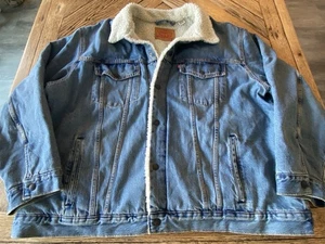 Levi's Trucker Jacke Herren 4XL blau Sherpa gefüttert Rodeo Western Jeans Denim Mantel - Bild 1 von 18