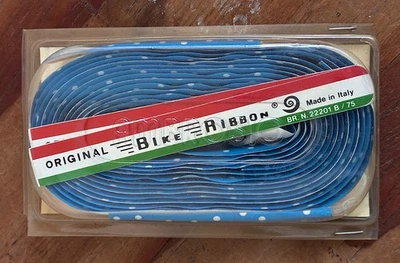 Cinta de manillar Ambrosio vintage azul con lunares blancos NOS - Cinta de bicicleta vinilo Foto 1 de 2