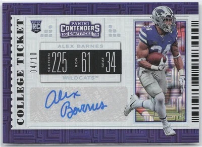 Alex Barnes RC 2019 Contenders Building Blocks #144 /10 Auto Kansas Wildcats - Image 1 of 2