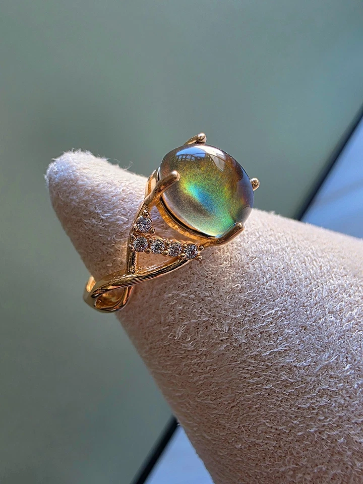 Anillo de estado de ánimo dorado ajustable cambio de color anillos para el pulgar para mujer 14k Foto 1 de 4