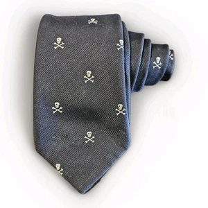 RUGBY Ralph Lauren Navy Black Skull And Crossbones Hamdmade Tie Necktie - Imagen 1 de 4