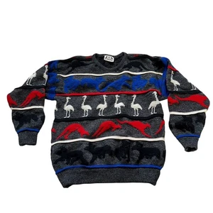 Vintage 90s sweater Hypsort Australia kids XL size 18 3D knit wool animals - Picture 1 of 6