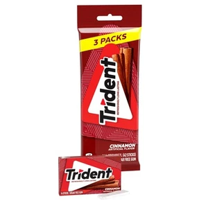 Trident Cinnamon Sugar Free Gum Pack of 3 14 Count Each 42 Total Pieces - Picture 1 of 13