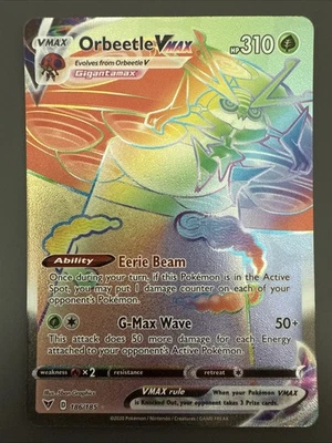 Orbeetle VMAX 186/185 Swsh04: Vivid Voltage Holo Secret Rare Pokemon TCG - NM - Image 1 of 2
